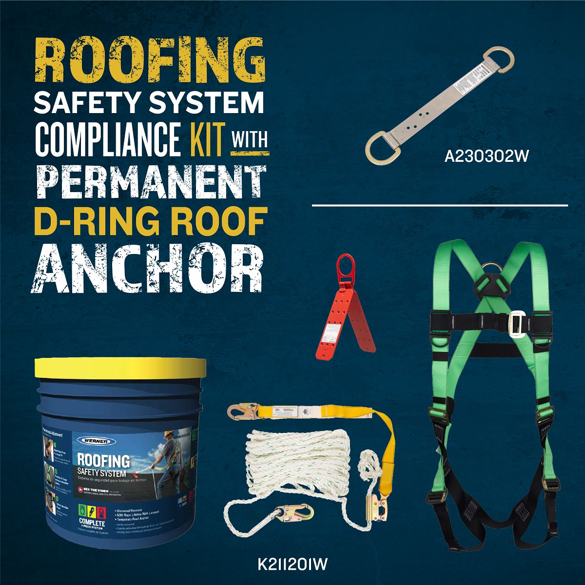 Werner 50ft Basic Roofing Fall Protection Kit in Bucket (K11201)