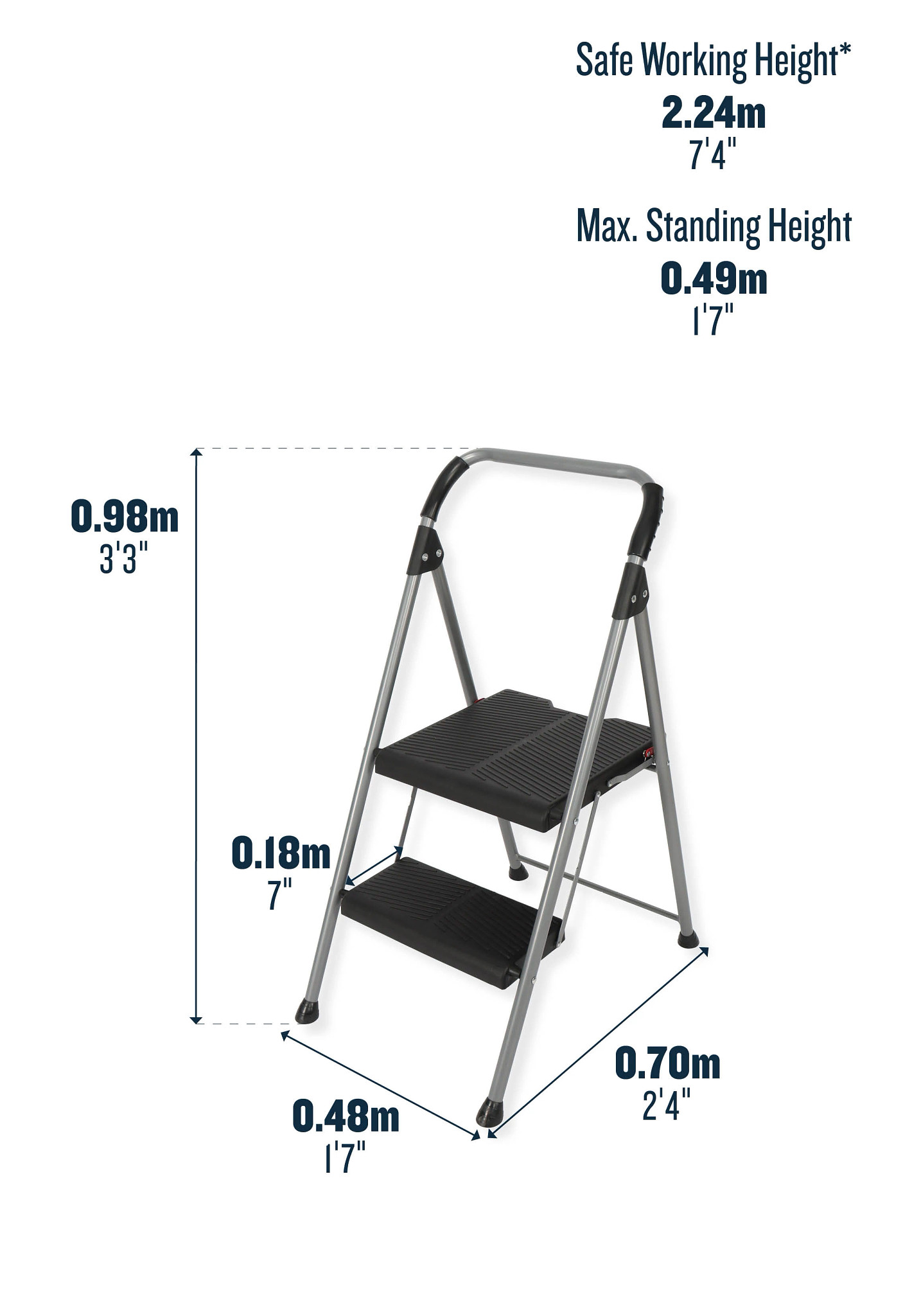 Werner Step Rite 2-Step Stool folding diagram