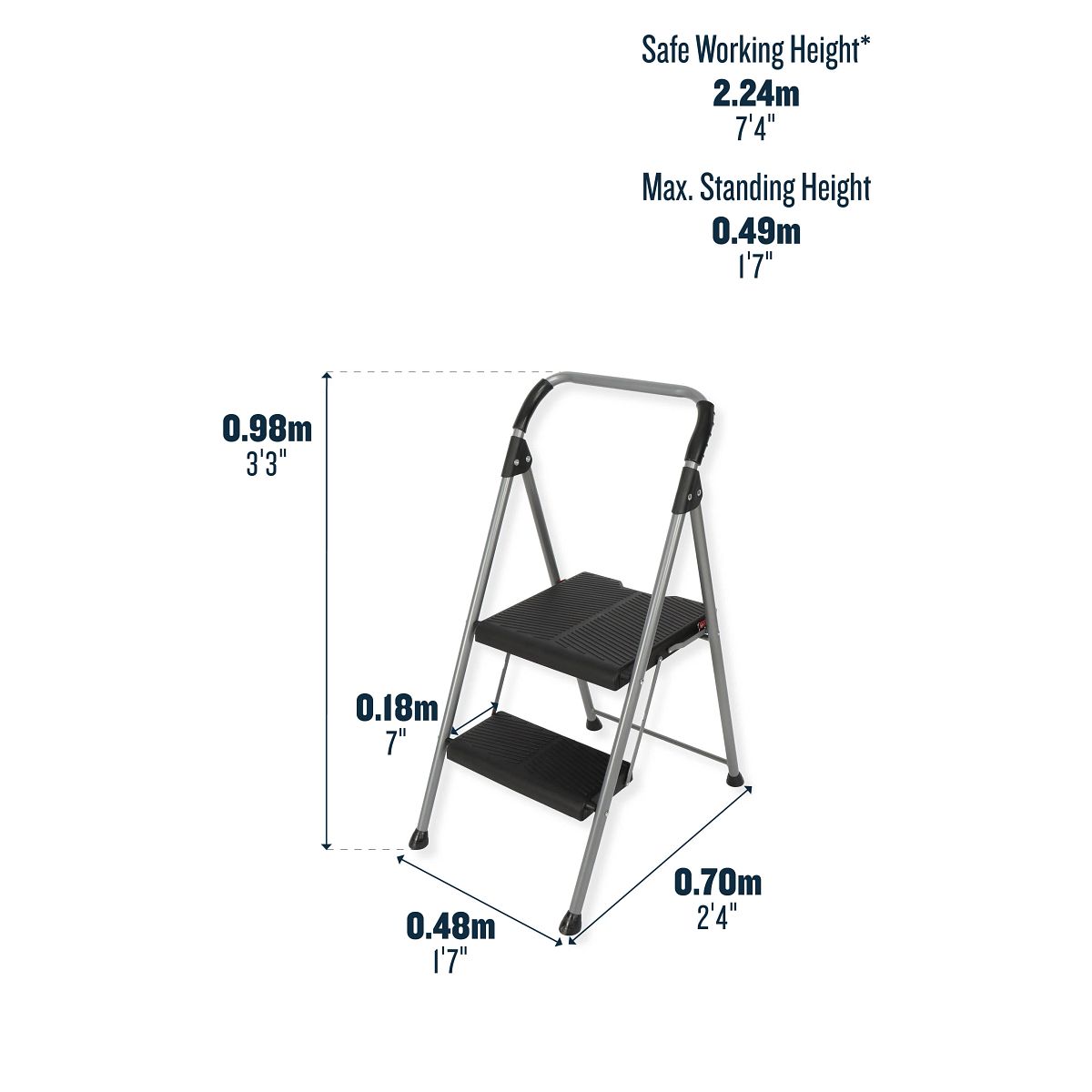 Werner Step Rite 2-Step Stool folding diagram