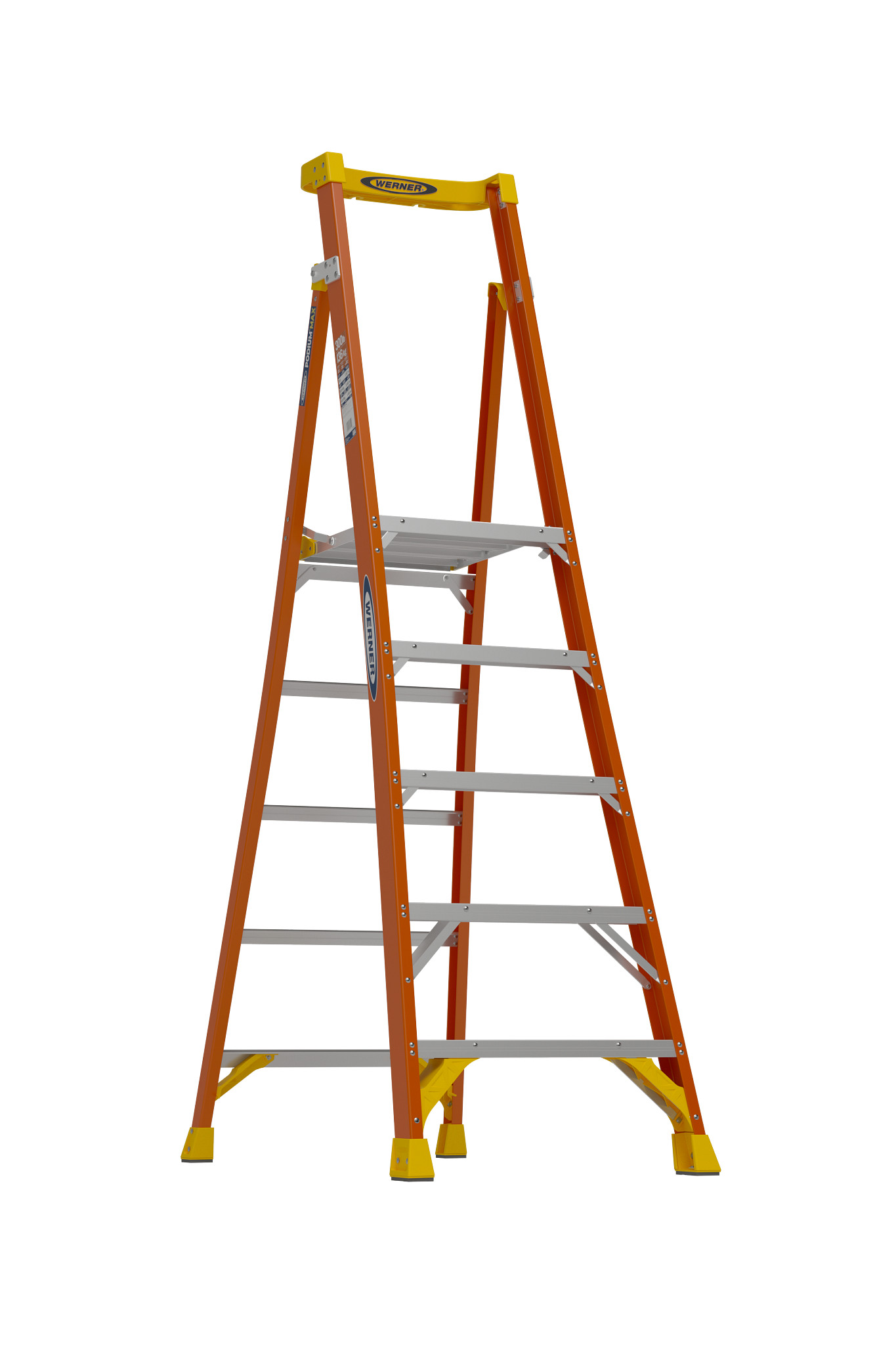 WERNER PD6205 8 ft Fiberglass 300 lb Capacity Platform Stepladder IA 
