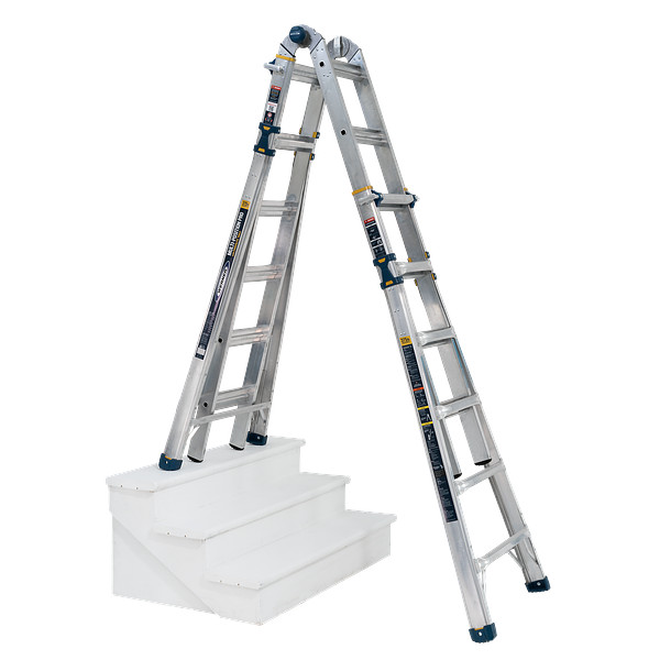 26ft Reach Height Multi-Position Ladder, 375lb load capacity, 23ft