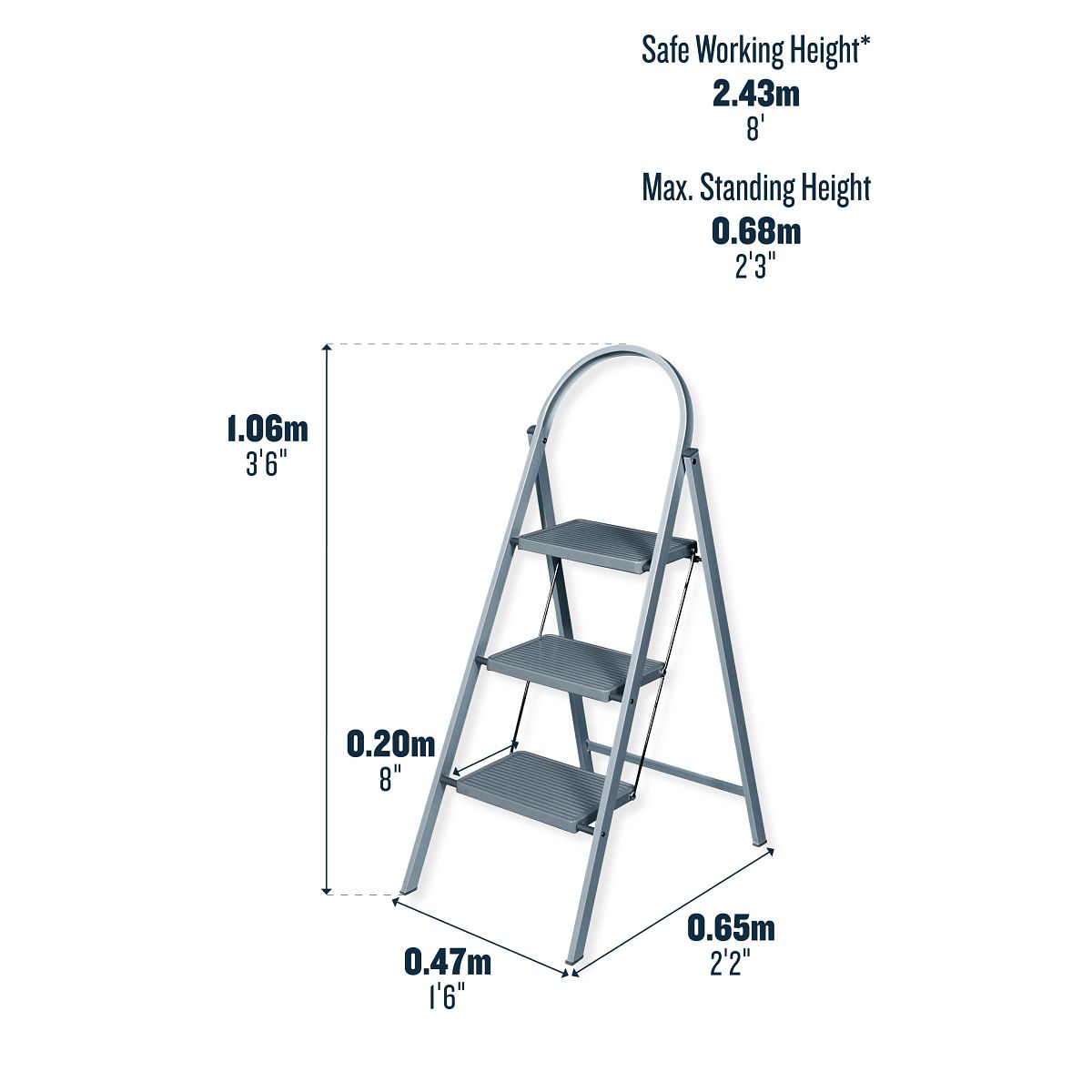 Three Step Step Stool Werner 3 Step Stool Werner 3 Step 250 Lbs. Capacity Silver Aluminum