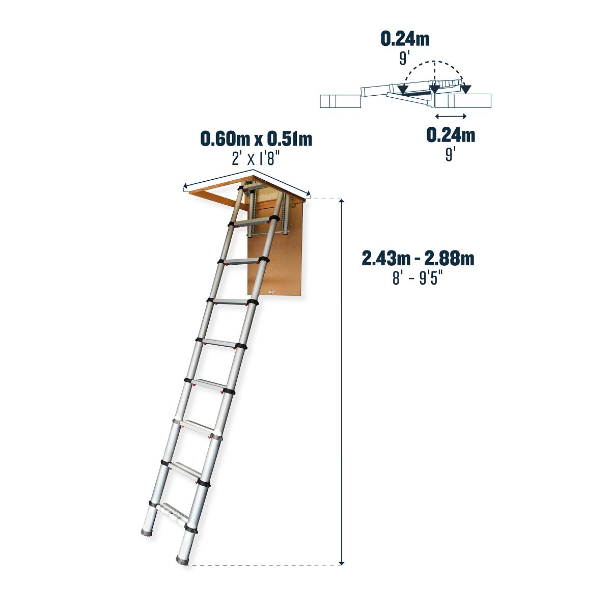 Telescopic loft deals ladder 2.9 m
