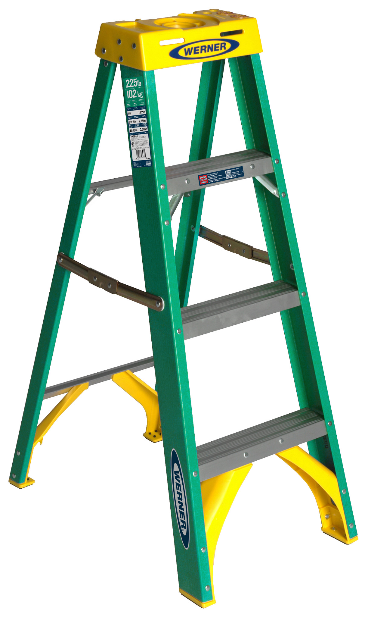 6 ft Load Capacity Type II Fiberglass Step Ladder with Yellow Top 225 lb 