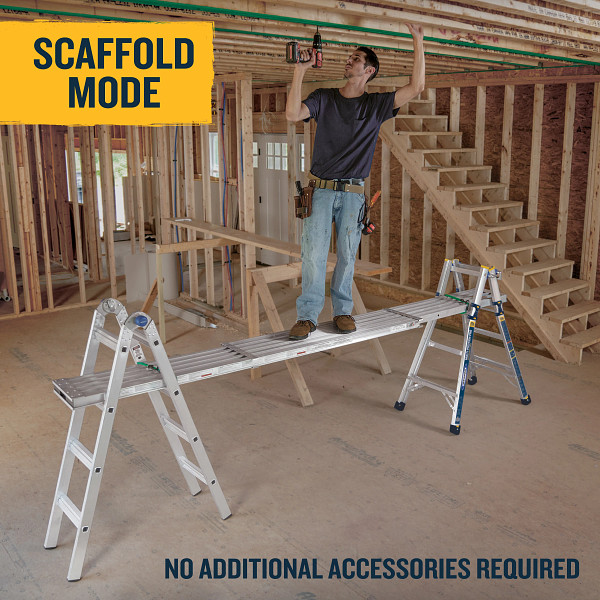 14ft Reach Height Multi-Position Ladder, 375lb load capacity, 13ft