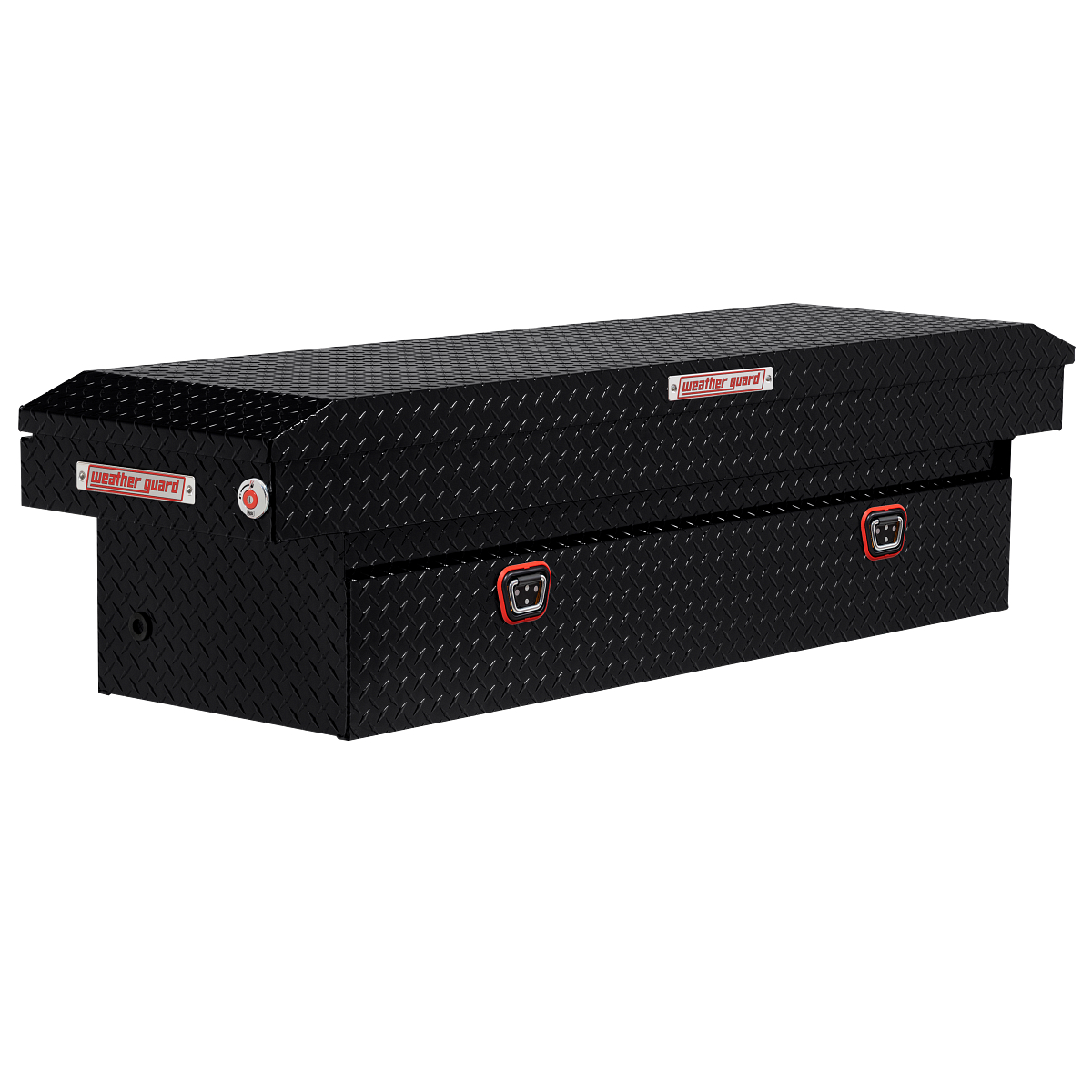 Weather Guard 71.5 in. Gloss Black Aluminum Full Size Crossbed Truck Tool Box Weather Guard 71.5 in. Gloss Black Aluminum Full Size Crossbed Truck Tool Box