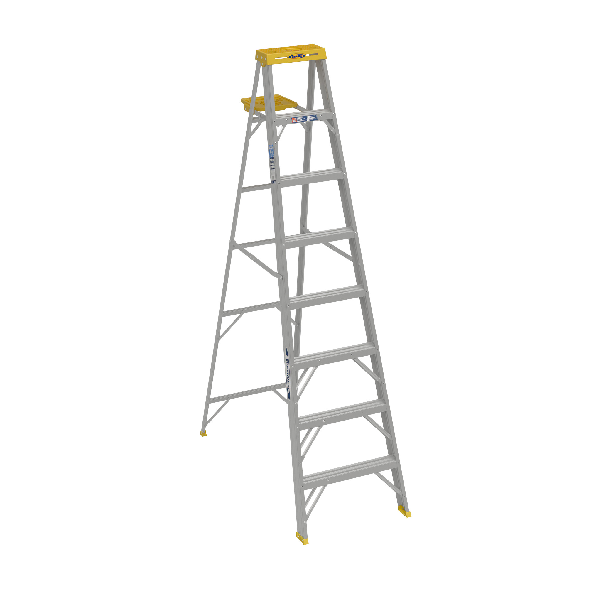 Werner Aluminum Step Ladder With 225 Load Capacity Type II Duty Rating