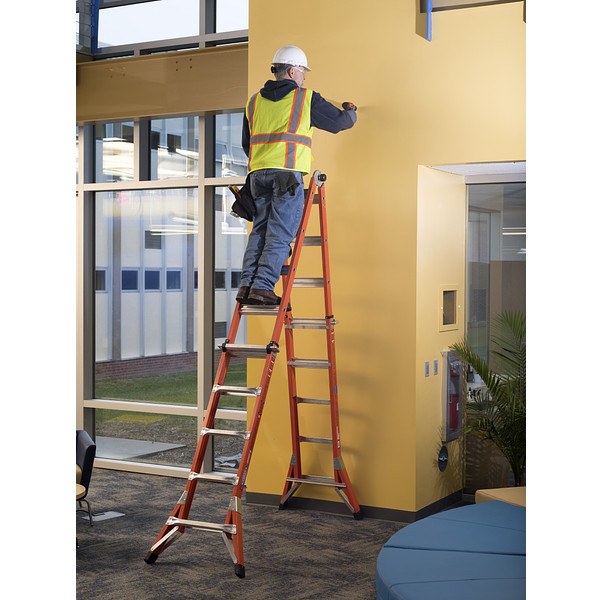 22ft Reach Height Multi-Position Fiberglass Pro Ladder, 300 lb