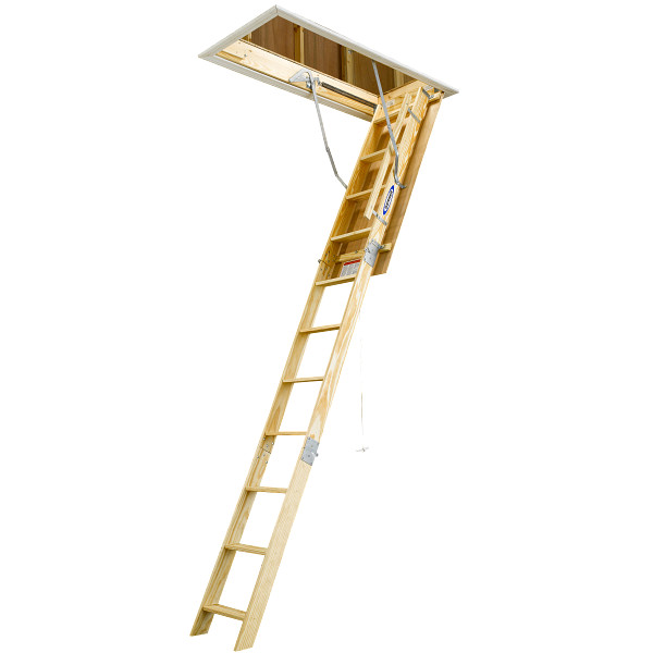 Wood Attic Ladder 22.5in W x 54in L x 8-10ft H Ceiling WU2210